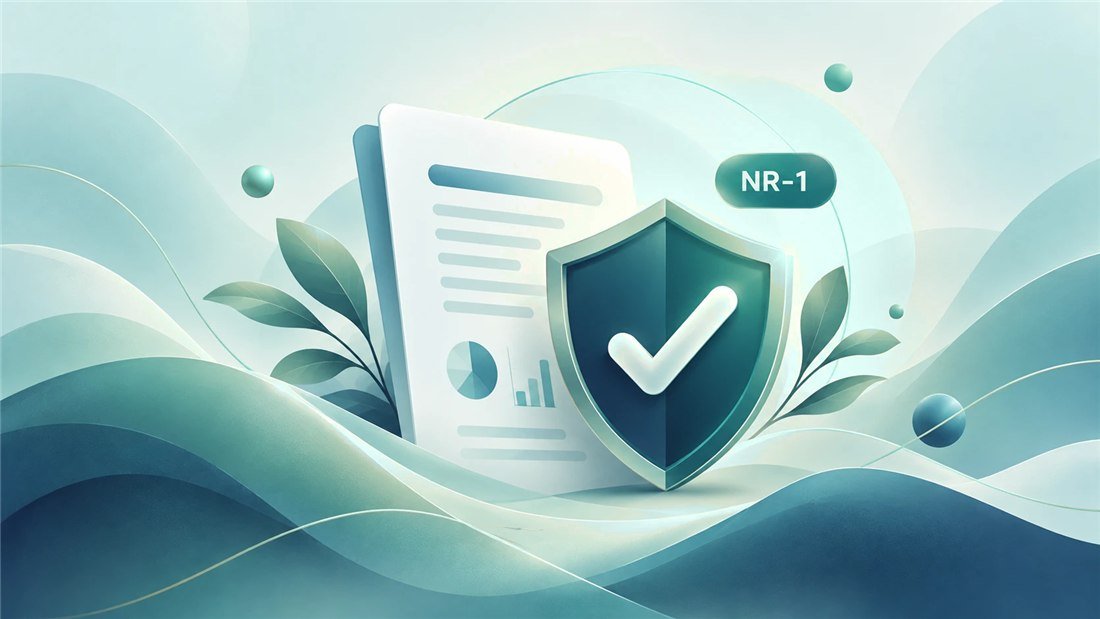 Ilustração: escudo com check e documento — NR-1